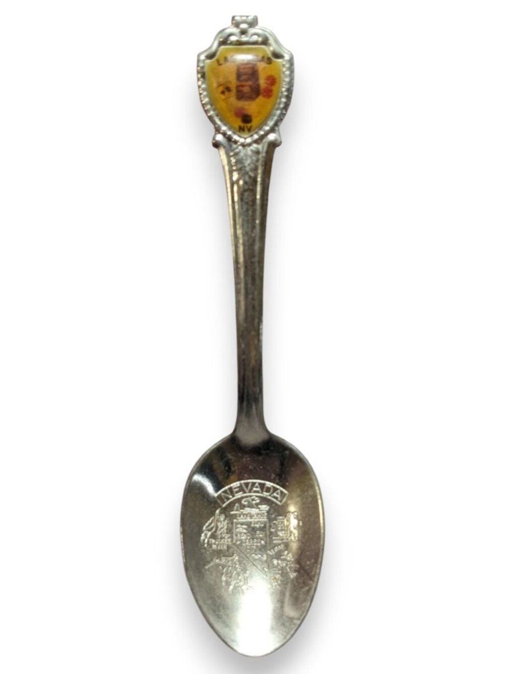 Vintage Retro Metal Silver Tone Las Vegas Nevada Souvenir Spoon 4 1/2 Inch